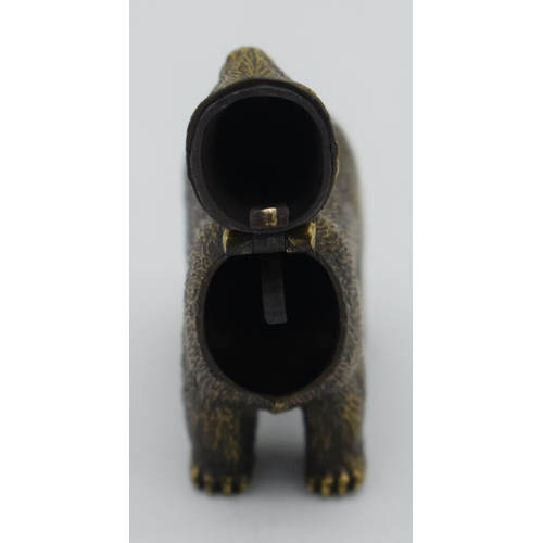 1028 - A VERY RARE VICTORIAN BRASS POLAR BEAR VESTA CASE. 71 grams. 6.75 cm x 2.25cm.