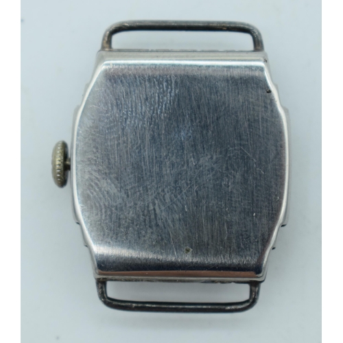 1135 - AN ART DECO WATCH. 2.75 cm wide inc crown.