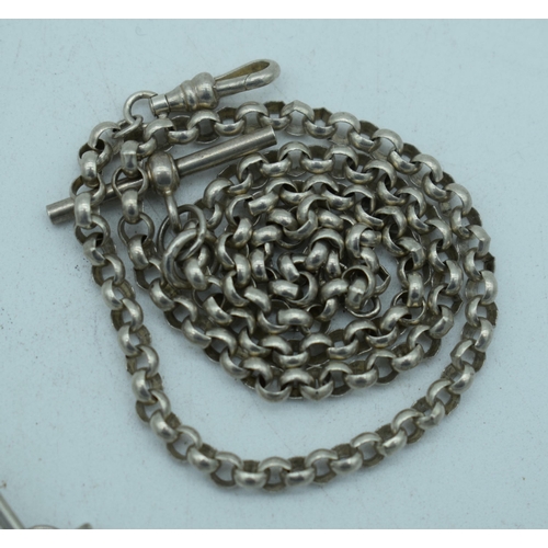 1142 - SILVER NECKLACES. 102 grams. Largest 45cm long. (qty)