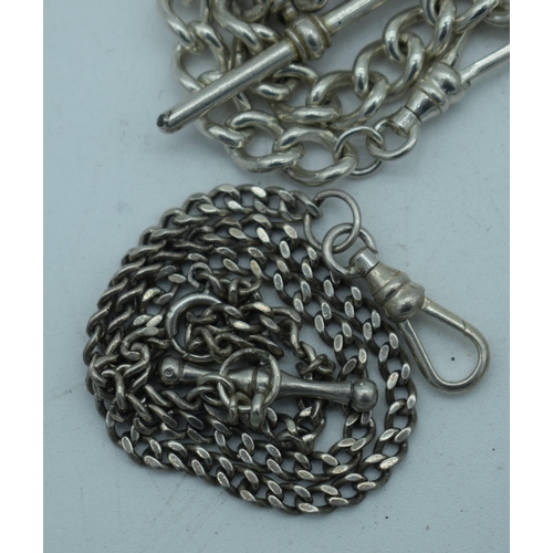 1142 - SILVER NECKLACES. 102 grams. Largest 45cm long. (qty)