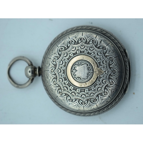 1164 - A VICTORIAN SILVER POCKET WATCH. London 1877. 120.4 grams. 5.5 cm diameter.