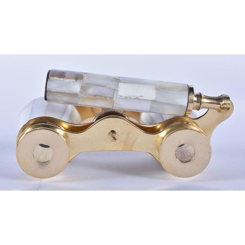 1204 - A PAIR OF MOTHER OF PEARL OPERA GLASSES. 18cm wide extended.