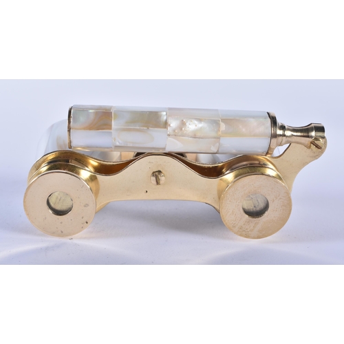 1208 - A PAIR OF MOTHER OF PEARL OPERA GLASSES. 18cm wide extended.