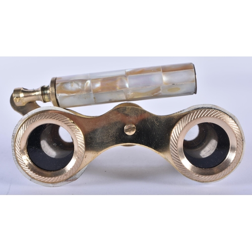 1211 - A PAIR OF MOTHER OF PEARL OPERA GLASSES. 18cm wide extended.