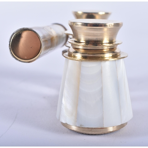 1215 - A PAIR OF MOTHER OF PEARL OPERA GLASSES. 18cm wide extended.