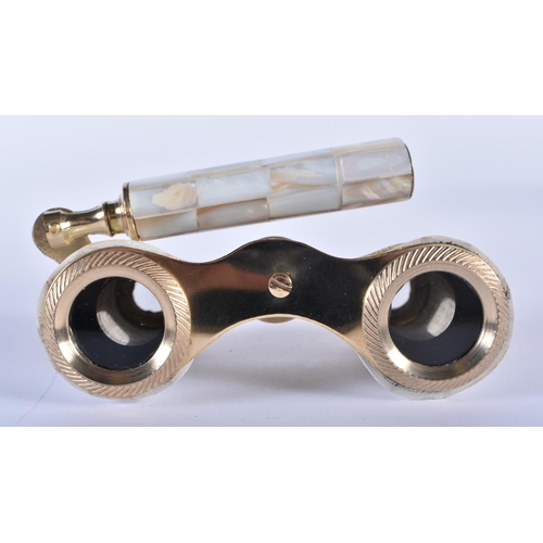 1215 - A PAIR OF MOTHER OF PEARL OPERA GLASSES. 18cm wide extended.