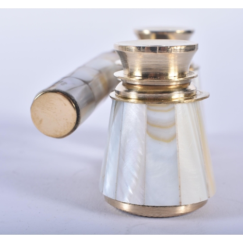 1218 - A PAIR OF MOTHER OF PEARL OPERA GLASSES. 18cm wide extended.