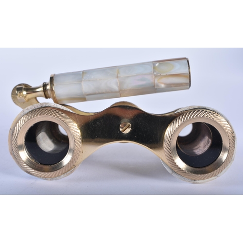 1218 - A PAIR OF MOTHER OF PEARL OPERA GLASSES. 18cm wide extended.