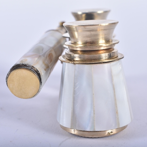 1221 - A PAIR OF MOTHER OF PEARL OPERA GLASSES. 18cm wide extended.