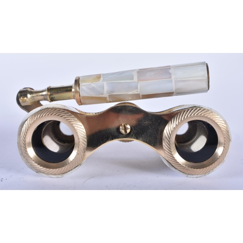 1221 - A PAIR OF MOTHER OF PEARL OPERA GLASSES. 18cm wide extended.