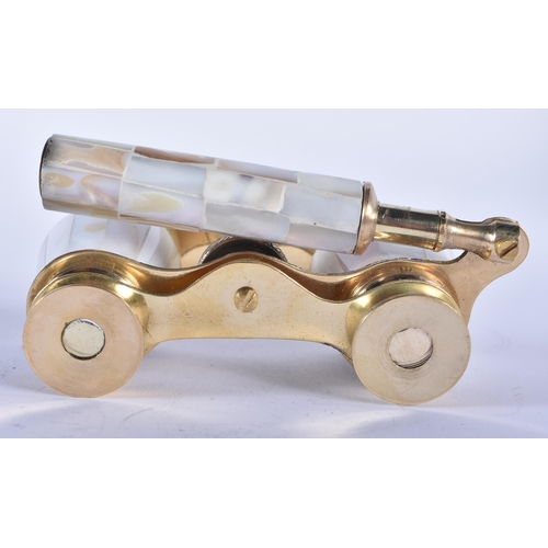 1221 - A PAIR OF MOTHER OF PEARL OPERA GLASSES. 18cm wide extended.