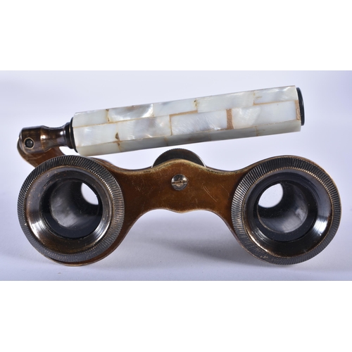 1226 - A PAIR OF MOTHER OF PEARL OPERA GLASSES. 18cm wide extended.