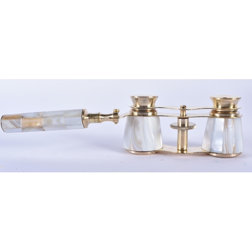 1232 - A PAIR OF MOTHER OF PEARL OPERA GLASSES. 18cm wide extended.