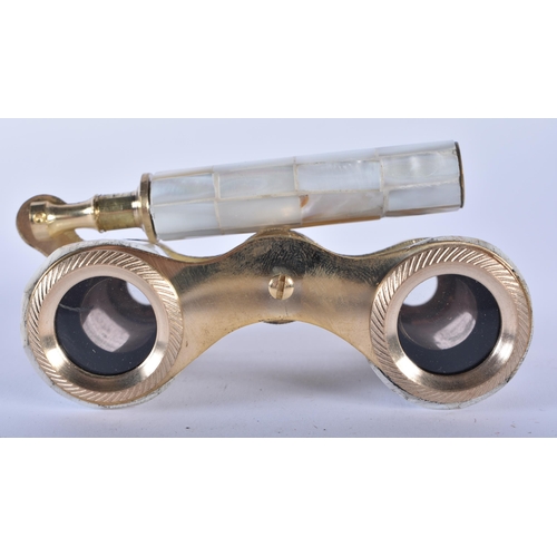 1232 - A PAIR OF MOTHER OF PEARL OPERA GLASSES. 18cm wide extended.