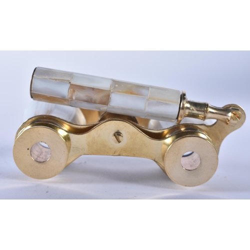 1232 - A PAIR OF MOTHER OF PEARL OPERA GLASSES. 18cm wide extended.