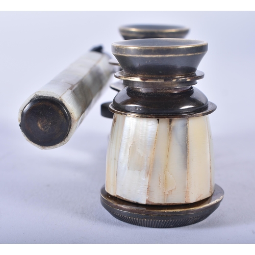 1241 - A PAIR OF MOTHER OF PEARL OPERA GLASSES. 18cm wide extended.