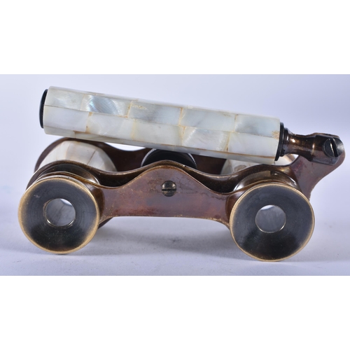 1241 - A PAIR OF MOTHER OF PEARL OPERA GLASSES. 18cm wide extended.