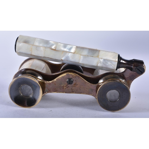 1247 - A PAIR OF MOTHER OF PEARL OPERA GLASSES. 18cm wide extended.