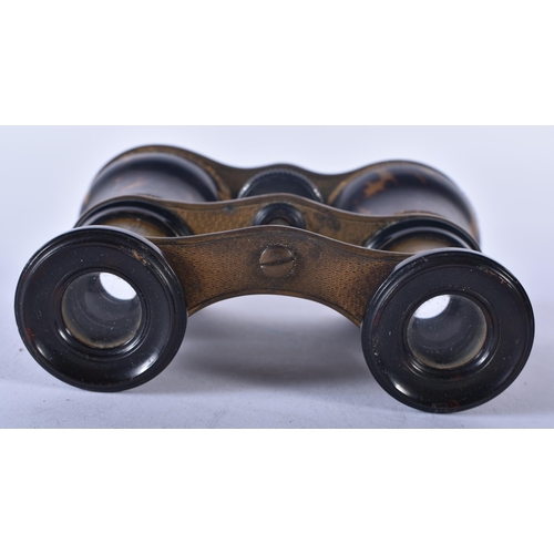 1256 - A PAIR OF ANTIQUE TORTOISESHELL OPERA GLASSES. 9 cm x 9 cm.