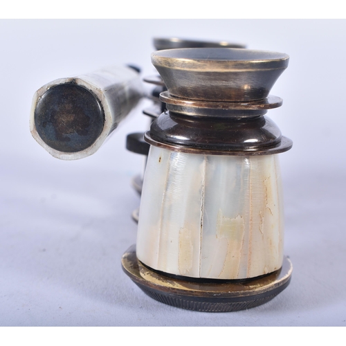 1258 - A PAIR OF MOTHER OF PEARL OPERA GLASSES. 18cm wide extended.