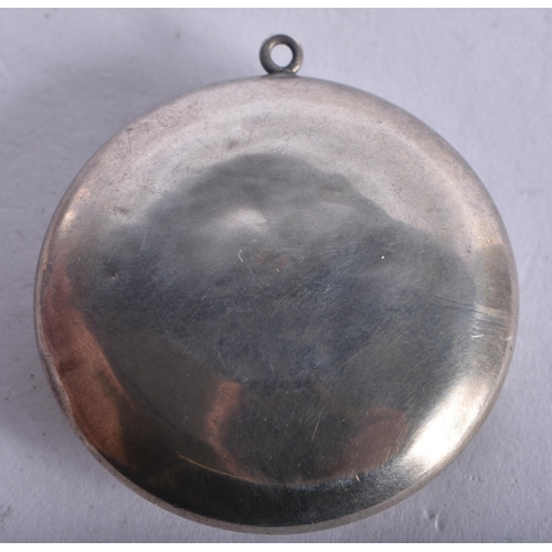 1278 - A Silver and Guilloche Enamel Pendant Compact.  Hallmarked London 1925.  4.1cm x 1.3 cm, weight 11g