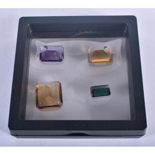 1284 - Four Encapsulated Gems.  Largest 2 cm x 1.9cm x 0.8 cm