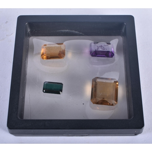 1284 - Four Encapsulated Gems.  Largest 2 cm x 1.9cm x 0.8 cm