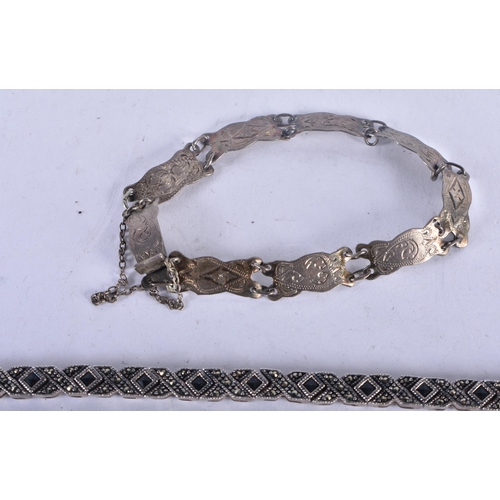 1290 - Seven Assorted Silver Bracelets.  Various Designs.  Stamped 925, longest 19 cm, total weight 67g (7)