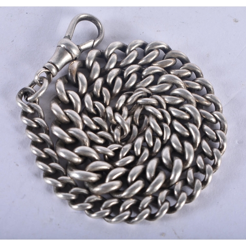 1297 - A Sterling Silver Watch Chain, Stamped Sterling together with another chain.  Silver chain 31 cm lon... 