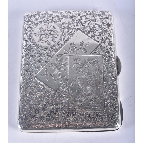 1299 - A Victorian Silver Card Case by George Unite.  Hallmarked Birmingham 1899.  10cm x 7.5 cm x 1.2 cm, ... 