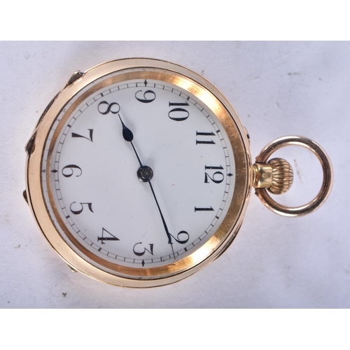 1308 - An 18 Carat Gold Cased Open Face Pocket Watch.  Stamped 18K, Dial 3.6 cm, weight 39.6g, running