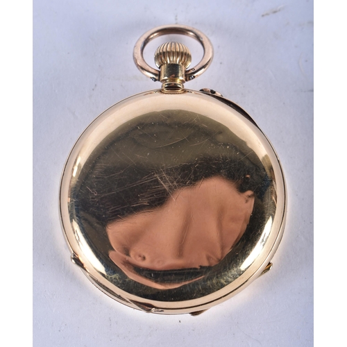 1308 - An 18 Carat Gold Cased Open Face Pocket Watch.  Stamped 18K, Dial 3.6 cm, weight 39.6g, running