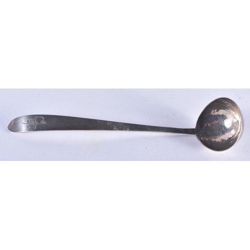 1326 - An Antique Silver Ladle with Planished Bowl.  Unmarked.  25cm x 5.5 cm, weight 83g