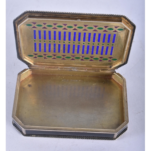 1335 - An Antique Silver and Blue Enamel Lidded Box.  Stamped Sterling.  7.8 cm x 5.2 cm x 1.2 cm, weight 1... 