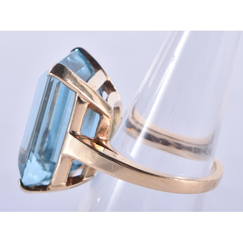 1340 - A 14 Carat Gold and Aquamarine Ring.  Stamped 14K.  Size J, weight 8.7g