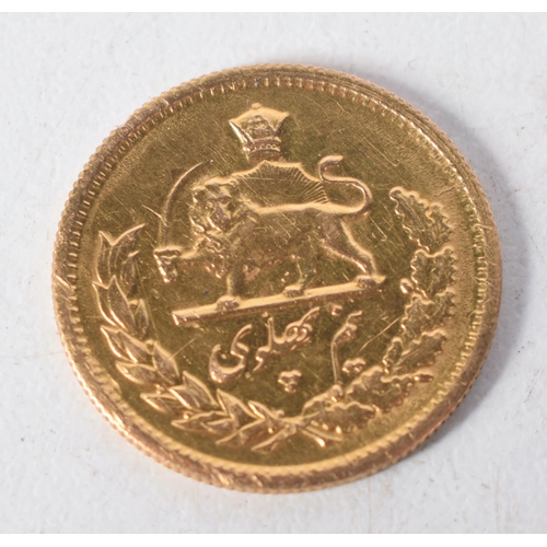 1374 - `1/4 Pahlavi Mohammad Reza Shah Gold Coin 1335 (1956).  1.9cm diameter, weight 4g