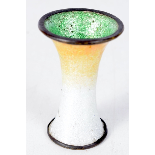 1384 - A Miniature Japanese  Enamel Vase decorated with Bamboo.  5.7cm x 3.7cm, weight 27g