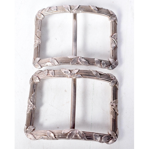 1385 - Antique Art Nouveau 1920s pair silver tone steel metal Belt Buckles shoe clips shoe buckles.  6.1cm ... 