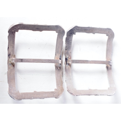 1385 - Antique Art Nouveau 1920s pair silver tone steel metal Belt Buckles shoe clips shoe buckles.  6.1cm ... 