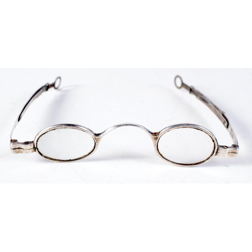 1396 - A Pair of Georgian Silver Framed  Wig Spectacles with Extending Arms.  Hallmarked Birmingham.  12.1c... 