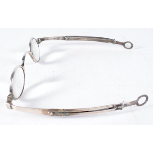 1396 - A Pair of Georgian Silver Framed  Wig Spectacles with Extending Arms.  Hallmarked Birmingham.  12.1c... 