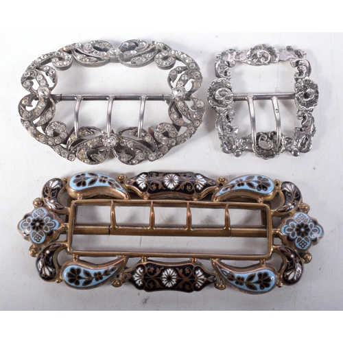 1408 - Three Antique Buckles.  Largest 9.6 cm x 3.8 cm, total weight 75g (3)