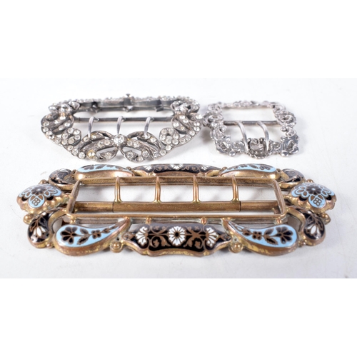 1408 - Three Antique Buckles.  Largest 9.6 cm x 3.8 cm, total weight 75g (3)