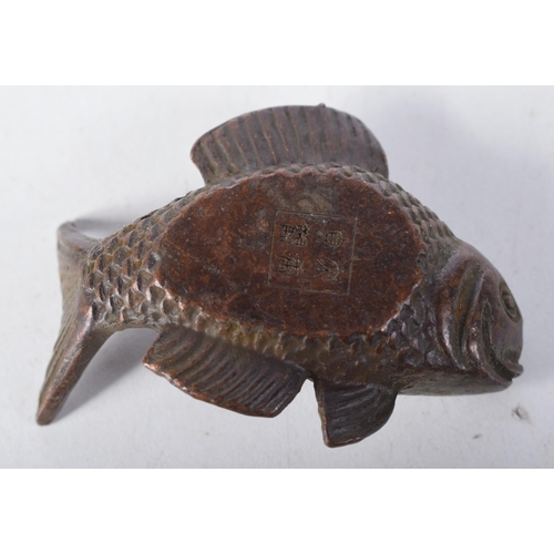 1410 - A Japanese Bronze Carp.  5.5 cm x 4cm x 2.2 cm, weight 76g