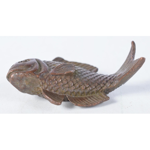 1410 - A Japanese Bronze Carp.  5.5 cm x 4cm x 2.2 cm, weight 76g