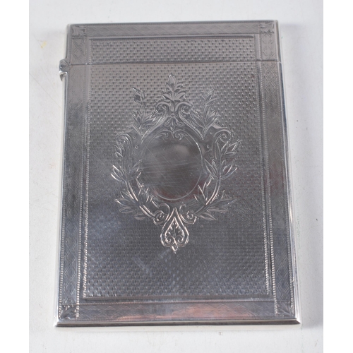 1416 - A Victorian Silver Card Case with Engine Turned Decoration by George Unite.  Hallmarked Birmingham 1... 