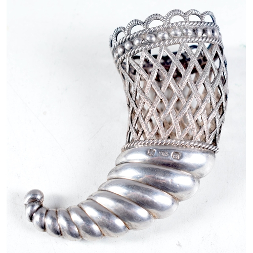 1419 - A William IV Silver Cornucopia Posy Holder by Joseph Wilmore.  Hallmarked Birmingham 1835.  6 cm x 6... 