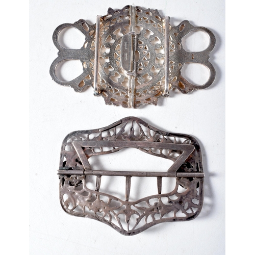 1423 - A Vintage Silver Buckle Hallmarked Birmingham 1979 together with another Buckle.  Silver Buckle 8 cm... 