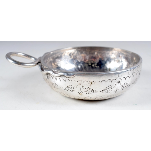 1430 - A Georgian French Silver Wine Taster Circa 1780.  11.5 cm x 8.6 cm x 3.4cm, weight 85g