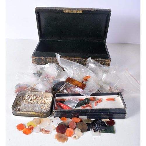 1451 - A Collection of Reclaimed Agate, Coral, Semi Precious Gems etc (qty)